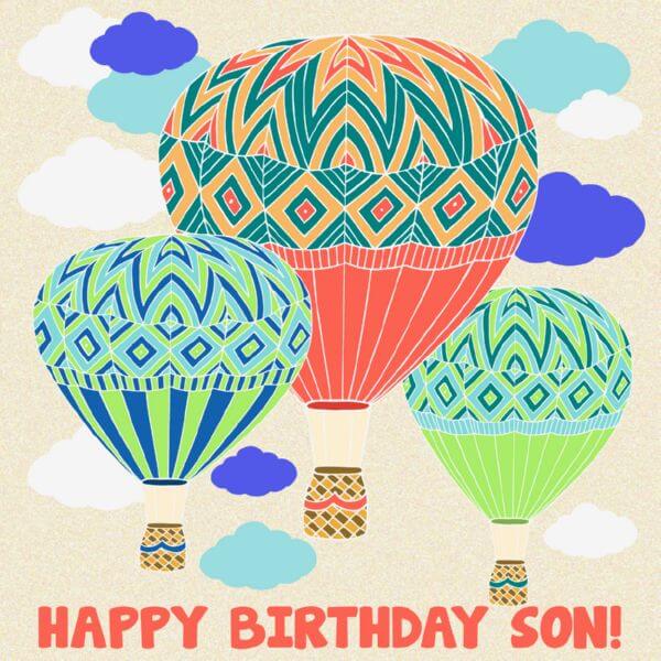 happy birthday greeting card for son hot air balloon