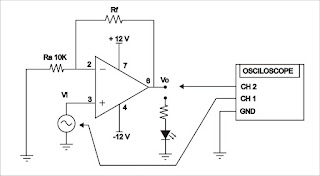 Penerapan op-amp pada rangkaian non-inverting amplifier