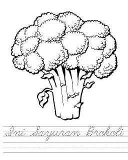 Lembar Kerja Menulis Huruf Sayuran Brokoli