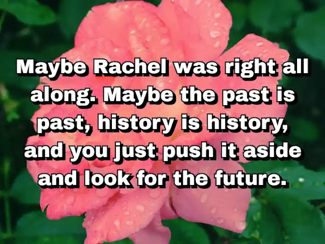 "Maybe Rachel was right all along. Maybe the past is past, history is history, and you just push it aside and look for the future." ~ Barry Lyga