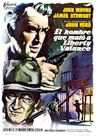 EL HOMBRE QUE MATÓ A LIBERTY VALANCE. Cartel: 70 x 100 cms. España. Arte: MCP (Ramón Martí, Josep Clavé, Hernán Picó). Imprenta: I. G. Marí S. A., Barcelona. EL HOMBRE QUE MATÓ A LIBERTY VALANCE. The Man Who Shot Liberty Valance. 1962. Estados Unidos. Dirección: John Ford. Reparto: John Wayne, James Stewart, Vera Miles, Lee Marvin, Edmond O'Brien, Andy Devine, Ken Murray, John Carradine, Jeanette Nolan, John Qualen, Willis Bouchey, Carleton Young, Woody Strode, Denver Pyle, Strother Martin, Lee Van Cleef, Robert F. Simon, O. Z. Whitehead, Paul Birch, Joseph Hoover.