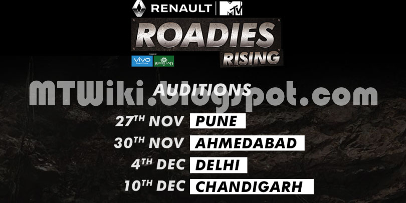 MTV Roadies X5 (Roadies Rising)  Reality Show on MTV wiki, Contestants List, judges, starting date, MTV Roadies X5 (Roadies Rising)  host, timing, promos, winner list. MTV Roadies X5 (Roadies Rising)  2016 Auditions & Registration Details 