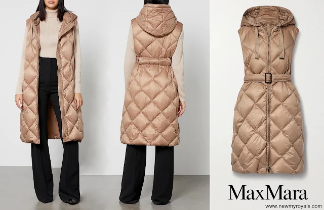 Princess Charlene wore Max Mara The Cube Natural Tregil Quilted Shell Down Gilet