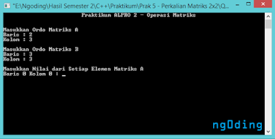 Program Operasi Matriks(Tambah, Kurang, Kali) dalam Bahasa Pemrograman C++