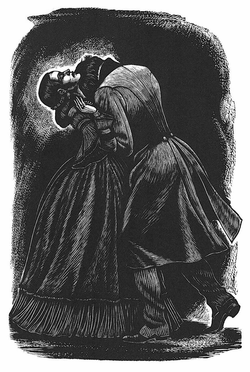 Fritz Eichenberg illustration of two troubled lovers