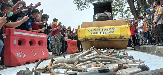 Polrestabes Medan Musnahkan 3.016 Knalpot Blong  Hasil Sitaan