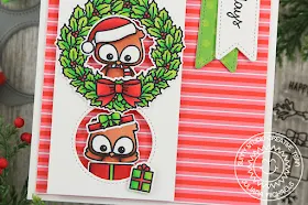 Sunny Studio Stamps: Happy Owlidays Window Trio Dies Fancy Frames Dies Peek-A-Boo Window Holiday Card by Juliana Michaels