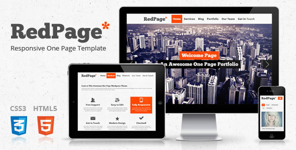 Red Page: Creative Responsive One Page Template - Creative Site Templates