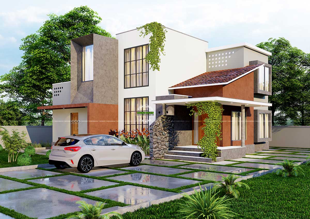 Modern 4-Bedroom Home Design in Nelliparamba, Kerala - Exterior View