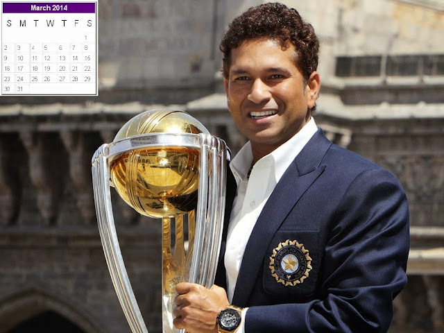 Sachin Tendulkar Calendar 2014