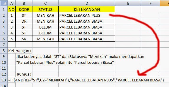 Penggunaan Rumus IF Dengan Operator Boolean di Excel 2007