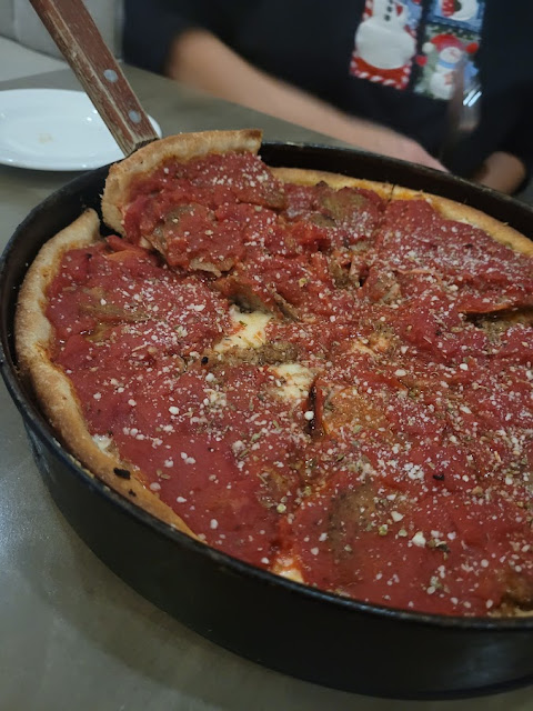 UNO deep dish pizza, from its Farmington Hills, MI restaurant