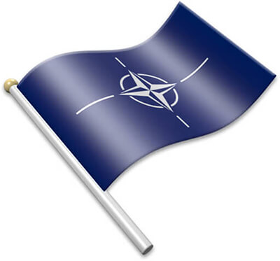 The NATO flag on a flagpole clipart image