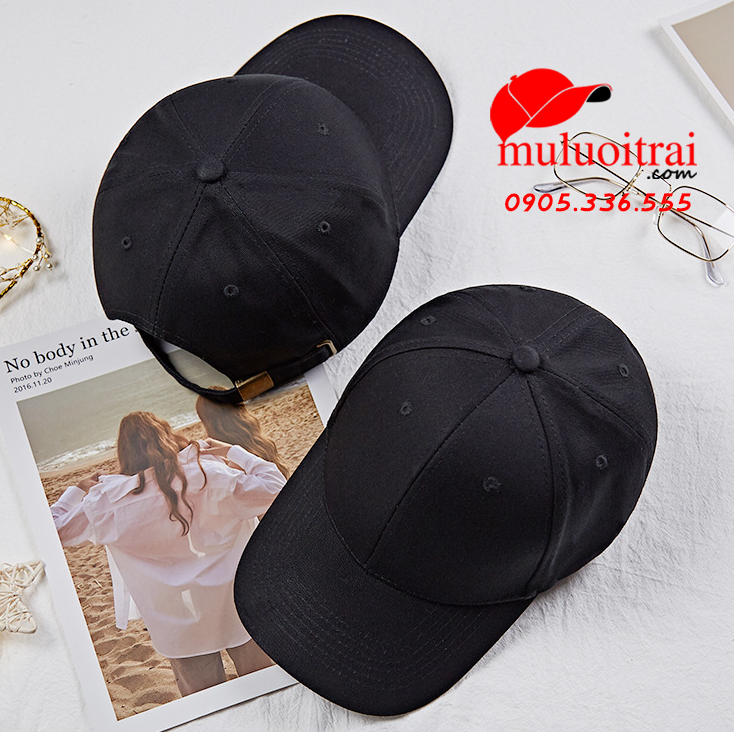 Mũ lưỡi trai may sẵn mầu đen