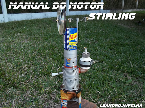 Motor Stirling Gama construído com latas de sucata, reciclável