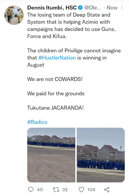 Dennis Itumbi with Kenya Kwanza twitter at Jacaranda