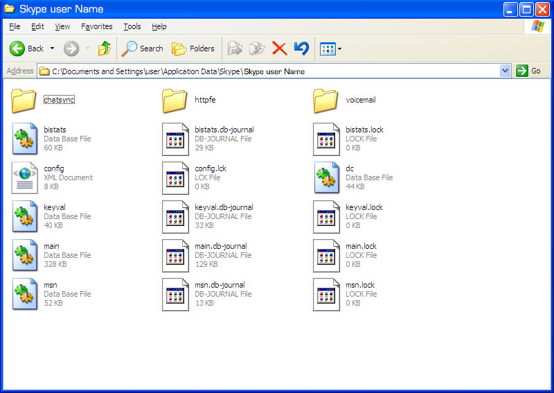 Skype main.lock folder screenshot