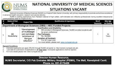 National University of Medical Sciences Jobs