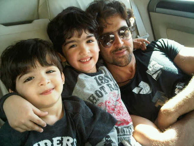 Hrithik Roshan with his son Hrehaan and Hridhaan