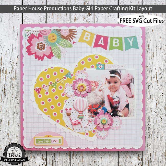 Paper House Productions Baby Girl Paper Crafting Kit Scrapbook Layout