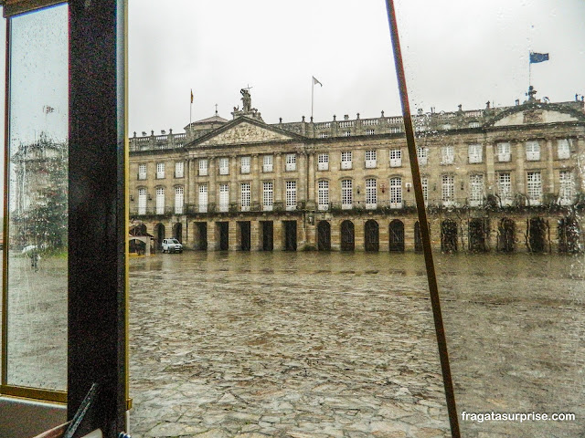 Chuva em Santiago de Compostela, Galícia, Espanha