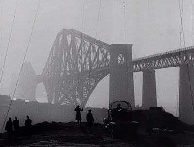 Barrage balloon cables beside the Forth Bridge