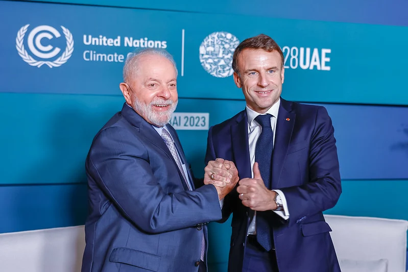 02.12.2023 - Presidente da República, Luiz Inácio Lula da Silva, durante Reunião com o Presidente da República Francesa, Emmanuel Macron, na Expo Dubai. Dubai - Emirados Árabes Unidos. Foto: Ricardo Stuckert / PR