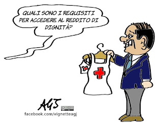 berlusconi, reddito di dignità, promesse elettorali, politica, vignetta, satira