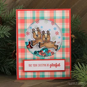 Sunny Studio Stamps: Gleeful Reindeer Shaker Christmas Card by Juliana Michaels.