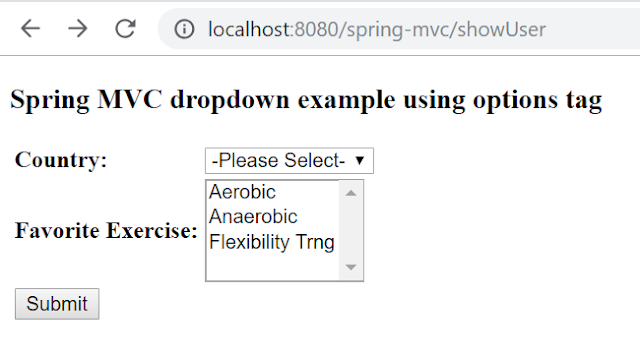 Spring MVC dropdown using options tag
