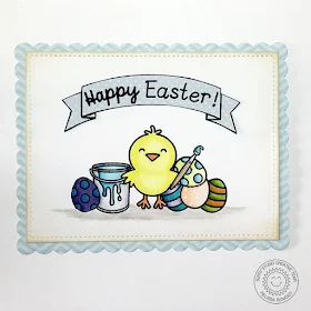 Sunny Studio Stamps Easter Chick Card by Melissa Bowden (using Sweet Script, Sunny Borders Banner & A Good Egg)