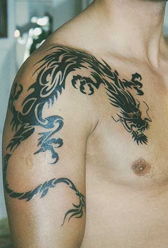 Tribal Dragon Tattoos Shoulder and arm design