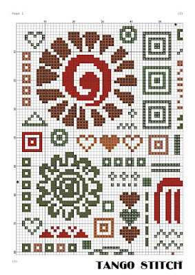 Aztec ornaments sampler easy cross stitch hand embroidery pattern - Tango Stitch