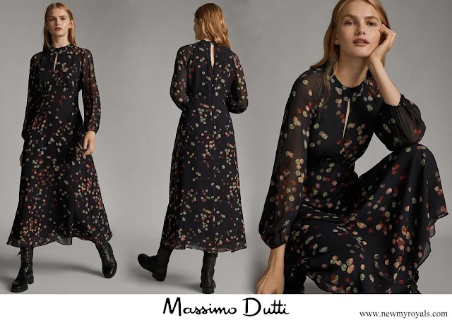 Queen Letizia wore Massimo Dutti confetti-print shirt dress