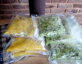 Food Saver bags of shredded zucchini