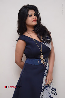 Telugu Actress Alekhya Stills in Blue Long Dress at Plus One ( 1) Audio Launch  0045.jpg