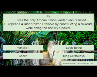 ___ was the only African nation leader who resisted Europeans & modernized Ethiopia by constructing a railroad, weakening the nobility’s power. Answer choices include: Menelik II, Louis Botha, Shaka, King Cetshwayo