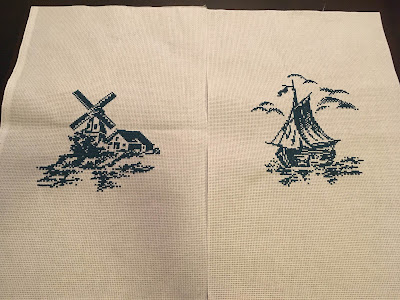 haft rzyżykowy cross stitch wiatrak windmill łódź boat