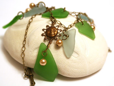 Unbirthday gift from Ginger: sea glass, pearls, brass :: All Pretty Things