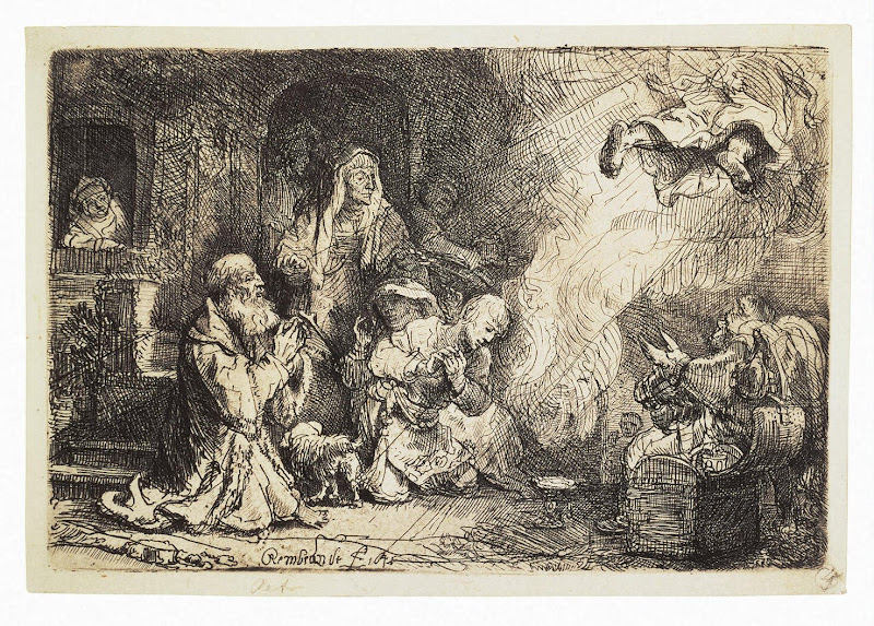 Angel Leaving Tobias' Family by Rembrandt Harmenszoon van Rijn - Christianity, Religious Art Prints from Hermitage Museum