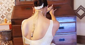 pavitra punia sexy back white backless saree tv actress