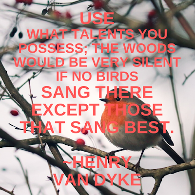 A red bird on a tree branch and a poem about talents