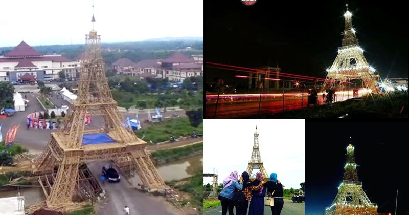 Replika Menara  Eiffel  dari  Bambu Primadona Objek Selfie 