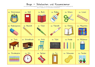 DaZ-Bingo Schulsachen