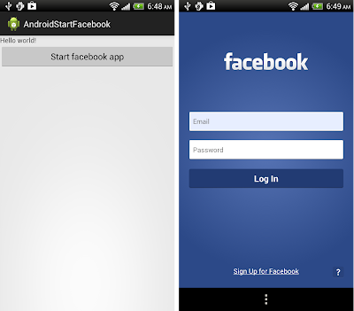 Start facbook app by startActivity(intent)