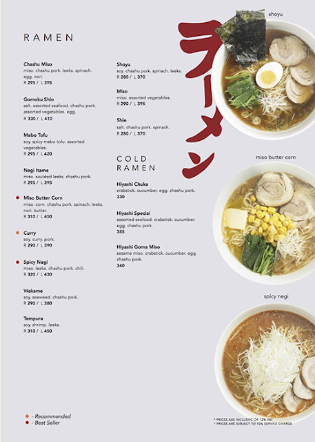 Kenji Tei Ramen House ramen menu