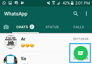 رمز جهات الاتصال في WhatsApp على هاتف Android
