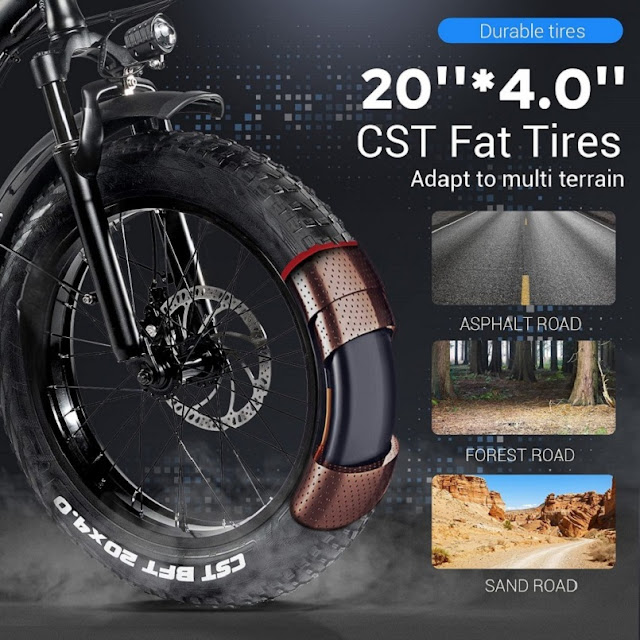 Rattan 750W Folding Fat Tire Electric Bike Mountain-Bikes