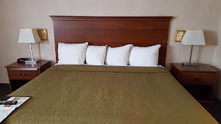 Our bed inside Quality Inn, Flagstaff, AZ