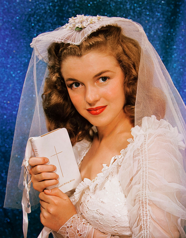 In this photo Norma Jeane is wearing her own wedding dress 